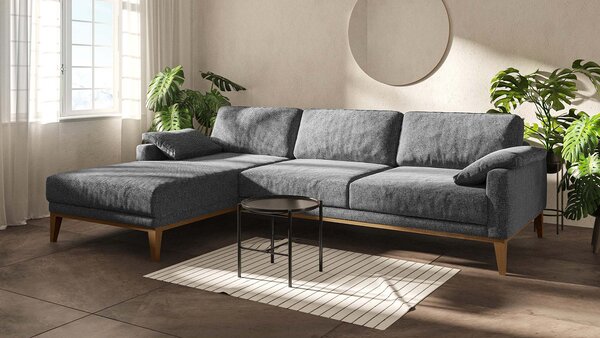 Rohová pohovka musso tufted 248 cm tmavě šedá levá
