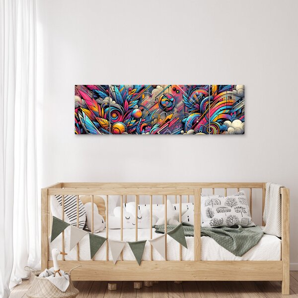 Obraz - Pestrobarevné graffiti (170x50 cm)