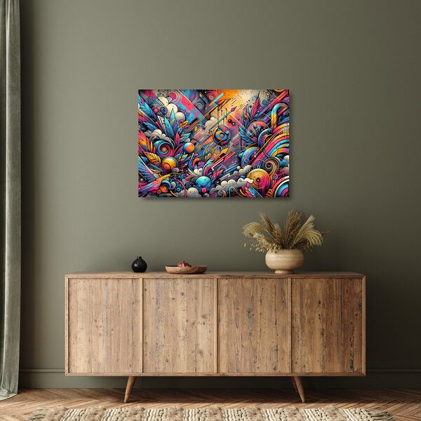 Skleněný obraz - Pestrobarevné graffiti (70x50 cm)
