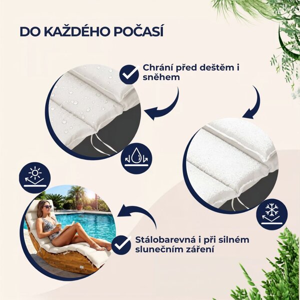 Podložka na saunové lehátko BALI, 58x7x177cmcm, béžová Detex
