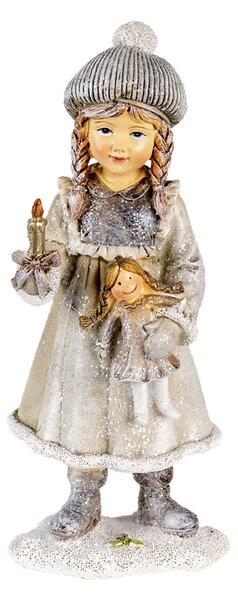 Dekorativní soška dítěte s panenkou a svíčkou - 8*7*19 cm
