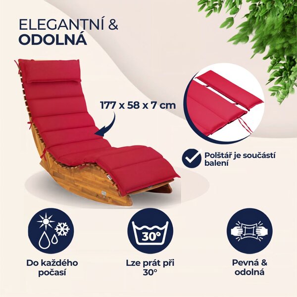 Podložka na saunové lehátko BALI, 58x7x177cmcm, červená Detex