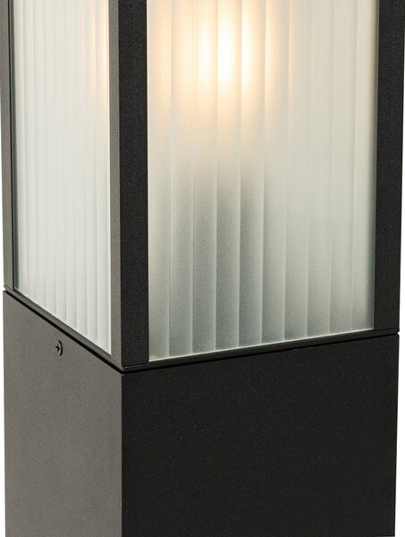 Chytrá venkovní stojací lampa černá s žebrovaným sklem 80 cm vč. WiFi A60 - Charlois