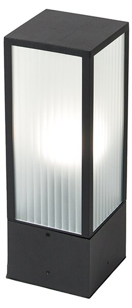 Chytrá venkovní stojací lampa černá s žebrovaným sklem 40 cm vč. WiFi A60 - Charlois
