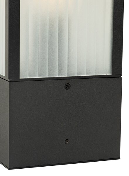 Chytrá venkovní stojací lampa černá s žebrovaným sklem 40 cm vč. WiFi A60 - Charlois
