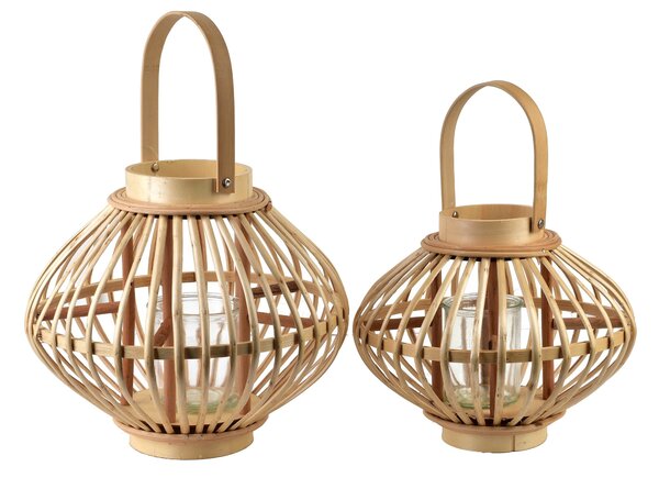 Mondex Proutěná lucerna LUCIE Natural 27x22 cm hnědá