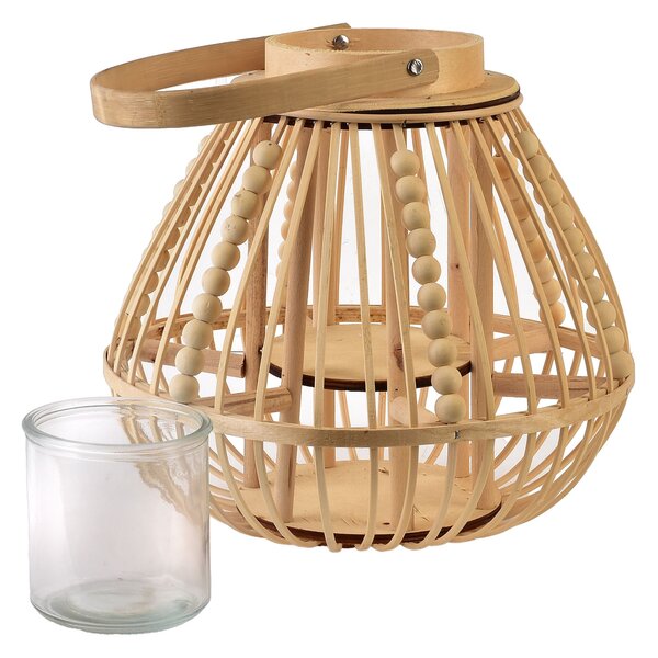 Mondex Proutěná lucerna LUCIE Natural 30x28 cm hnědá