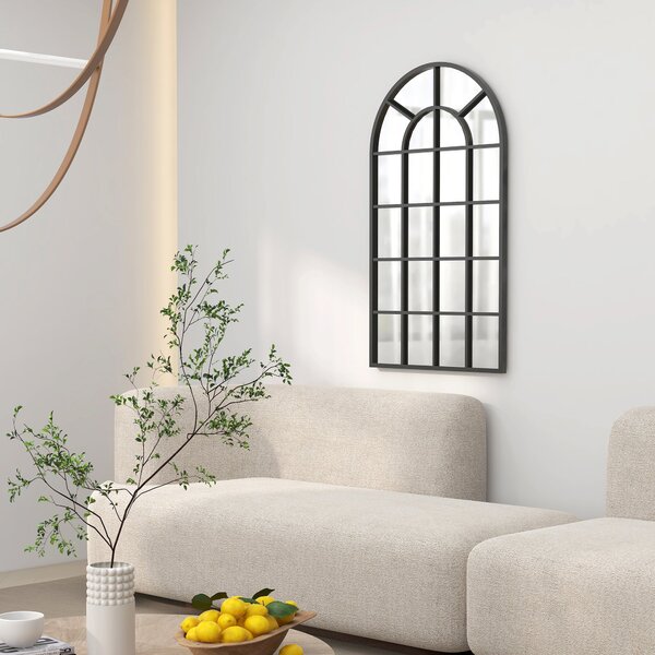 HOMCOM nástěnné zrcadlo 110 x 65 cm dekorativní zrcadlo s kovovým rámem závěsné zrcadlo do obývacího pokoje pro ložnici černé | Aosom