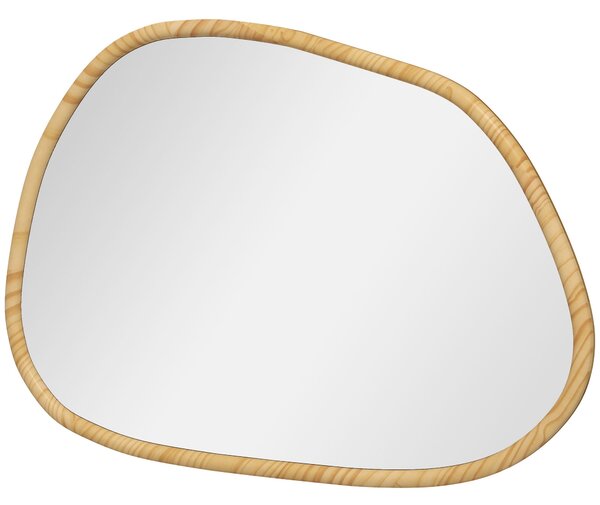 HOMCOM Asymetrické nástěnné zrcadlo, 70 x 50 cm koupelnové zrcadlo s dřevěným rámem, dekorativní zrcadlo do koupelny, obývacího pokoje, chodby a ložni