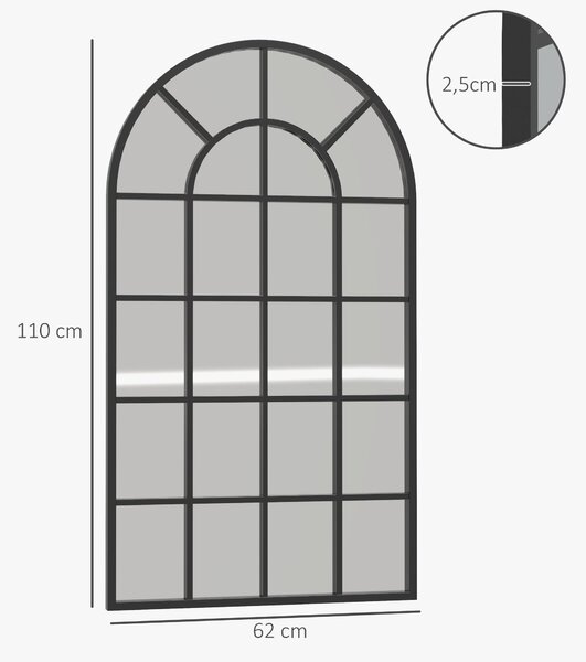 HOMCOM nástěnné zrcadlo 110 x 65 cm dekorativní zrcadlo s kovovým rámem závěsné zrcadlo do obývacího pokoje pro ložnici černé | Aosom