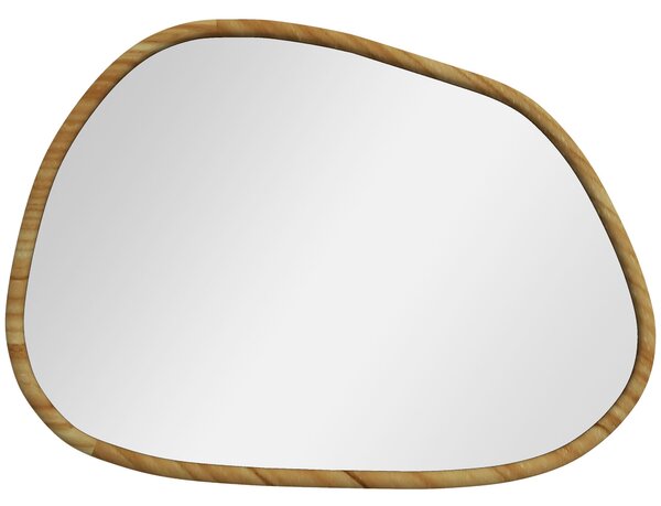 HOMCOM Asymetrické nástěnné zrcadlo, 70 x 50 cm koupelnové zrcadlo s dřevěným rámem, dekorativní zrcadlo do koupelny, obývacího pokoje, chodby a ložni