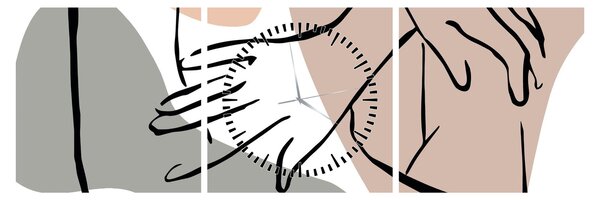 Obraz - Woman body line art N⁰2 (s hodinami) (90x30 cm)