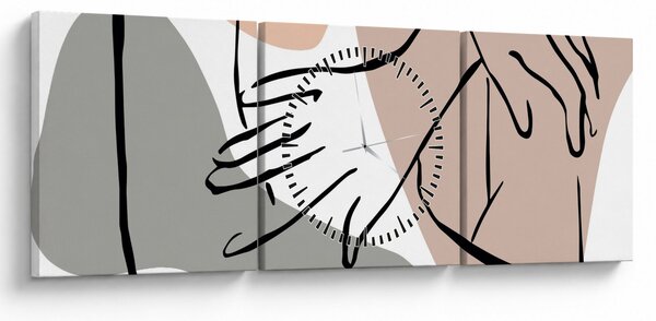 Obraz - Woman body line art N⁰2 (s hodinami) (90x30 cm)