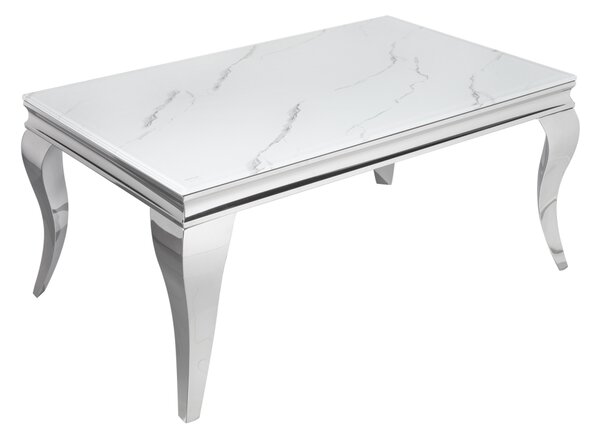 Designový konferenční stolek Rococo 100 cm stříbrný - mramor