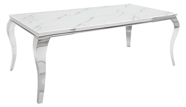 Designový jídelní stůl Rococo 180 cm stříbrný - vzor mramor