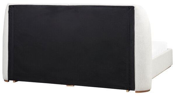 Postel s úložným prostorem MONESTIER Tkanina Krémově bílá 180 x 200 cm