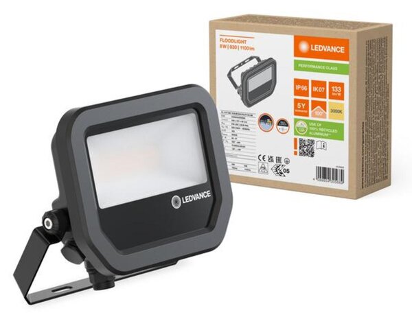LEDVANCE LED reflektor FL 10 P 8W 1K2LM 830 PS SY100 BK 4099854305689
