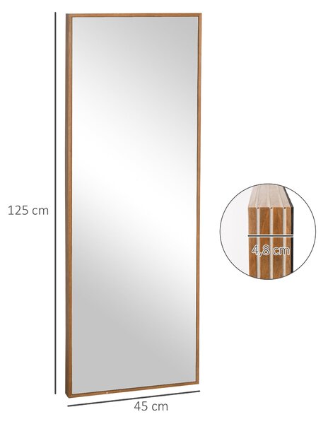 Zrcadlo HOMCOM s rámem z přírodního dřeva 125 x 45cm – Zrcadlo do předsíně, plné délky, zavěsitelné, do obývacího pokoje či ložnice | Aosom