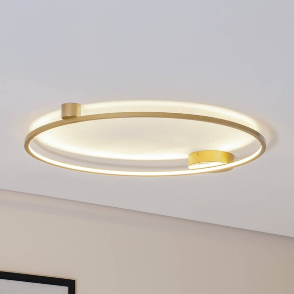 Milagro Lighting LED stropní svítidlo Saturno, zlaté, Ø 80 cm, kov, 4 000 K, Mosaz / zlato, Obývací pokoj / jídelna, Hliník, Moderní