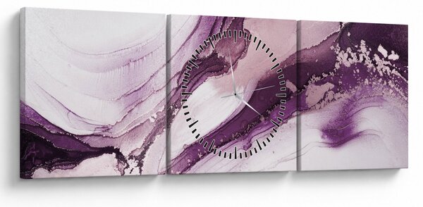 Obraz - Purple fluid art (s hodinami) (90x30 cm)