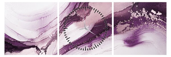 Obraz - Purple fluid art (s hodinami) (90x30 cm)