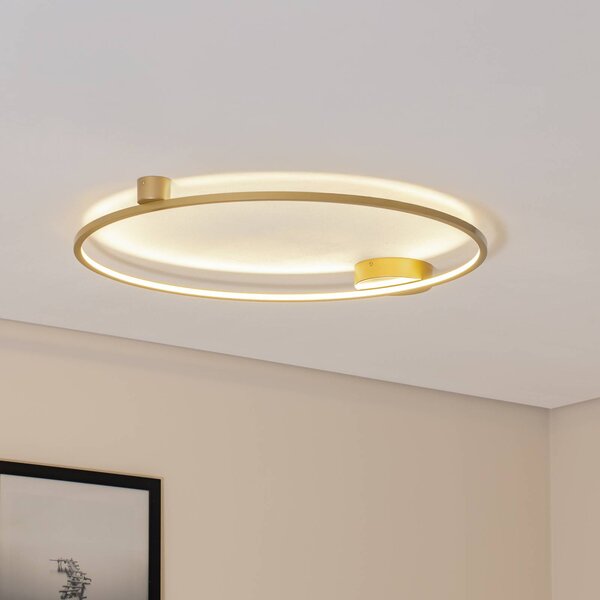 Milagro Lighting LED stropní svítidlo Saturno, zlaté, Ø 80 cm, kov, 4 000 K, Mosaz / zlato, Obývací pokoj / jídelna, Hliník, Moderní