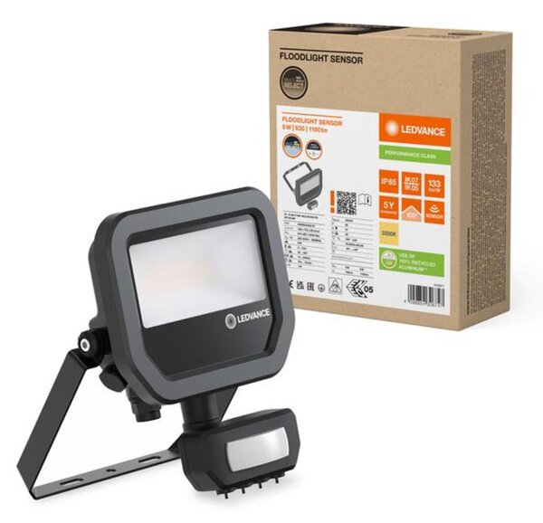LEDVANCE LED reflektor FL 10 SN P 8W 1K2LM 830 PS SY100 BK 4099854306747
