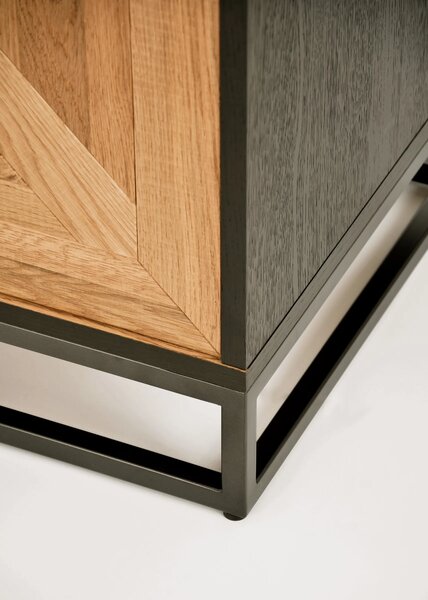 LivinHill Komoda Indus 160 cm z masivu dub přírodní/grafit