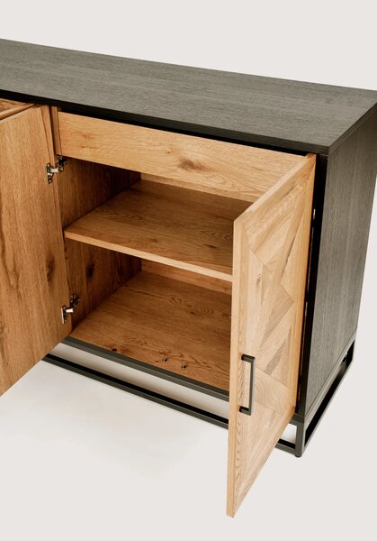 LivinHill Komoda Indus 160 cm z masivu dub přírodní/grafit