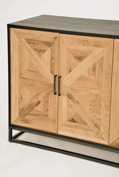 LivinHill Komoda Indus 160 cm z masivu dub přírodní/grafit