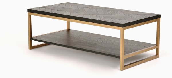 LivinHill Konferenční stolek Seville 120 cm z masivu černý/zlatý