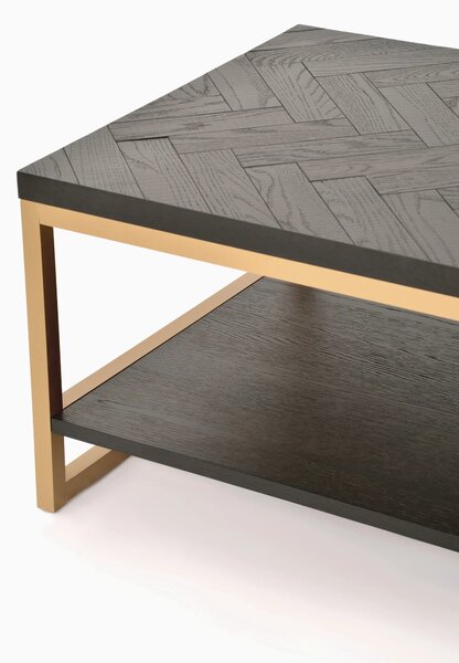 LivinHill Konferenční stolek Seville 120 cm z masivu černý/zlatý
