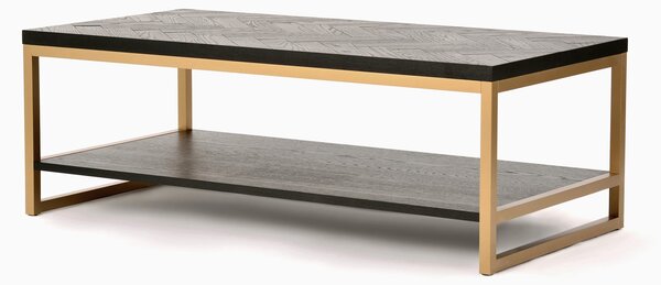 LivinHill Konferenční stolek Seville 120 cm z masivu černý/zlatý