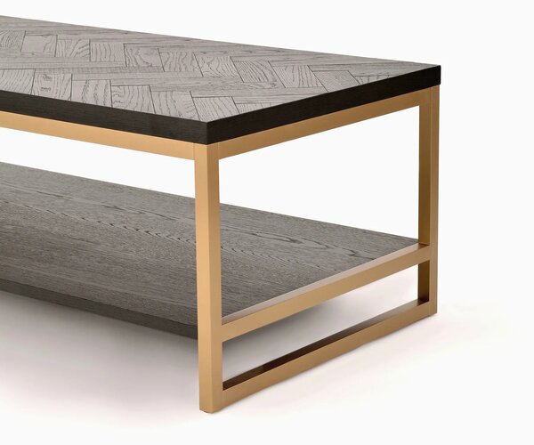 LivinHill Konferenční stolek Seville 120 cm z masivu černý/zlatý