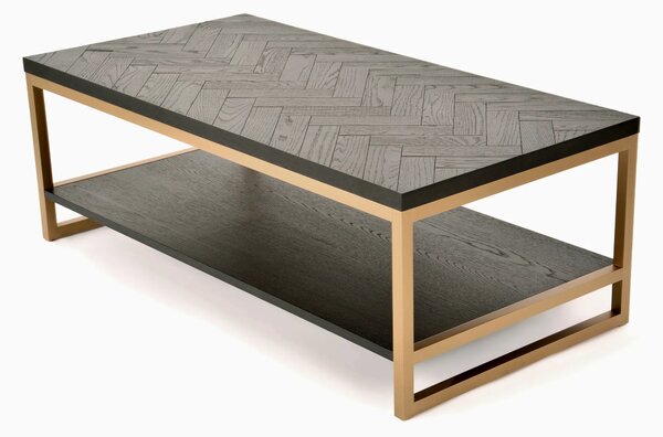 LivinHill Konferenční stolek Seville 120 cm z masivu černý/zlatý
