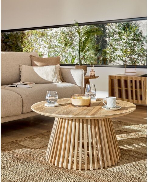 Konferenční stolek z teakového dřeva Kave Home Irune, ⌀ 80 cm