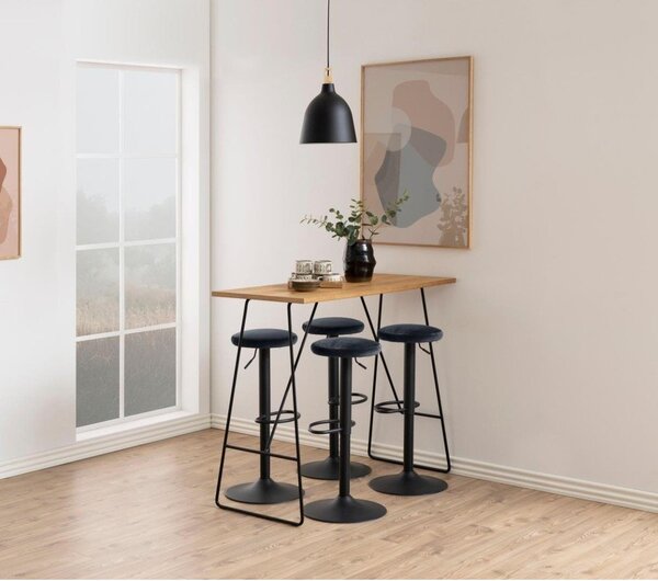 Šedá čalouněná barová stolička s nastavitelnou výškou (výška sedáku 62 cm) Finch – Actona