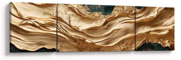 Obraz - Zelená abstrakce se zlatem II. (170x50 cm)