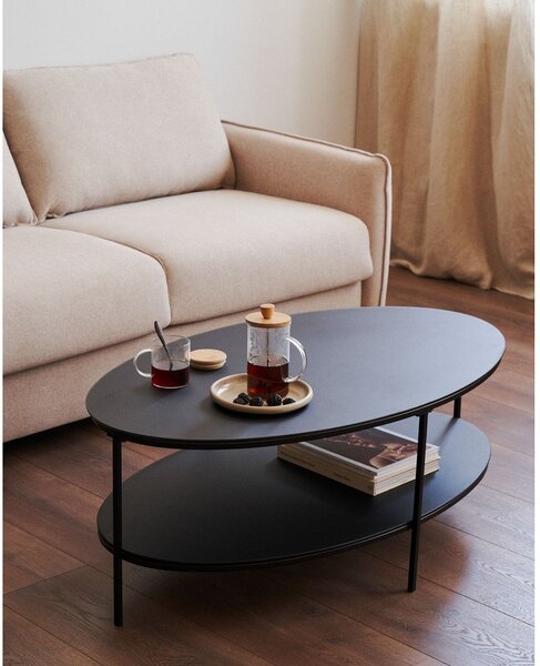 Černý konferenční stolek se skleněnou deskou 65x110 cm Fideia – Kave Home