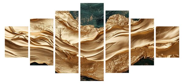 Obraz - Zelená abstrakce se zlatem II. (210x100 cm)