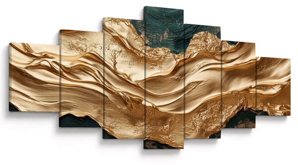 Obraz - Zelená abstrakce se zlatem II. (210x100 cm)