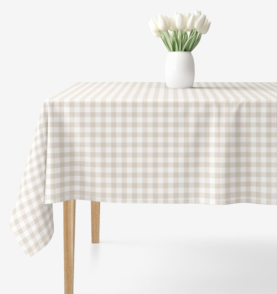 Goldea hranatý ubrus 100% bavlněné plátno - latte kostičky 100 x 100 cm