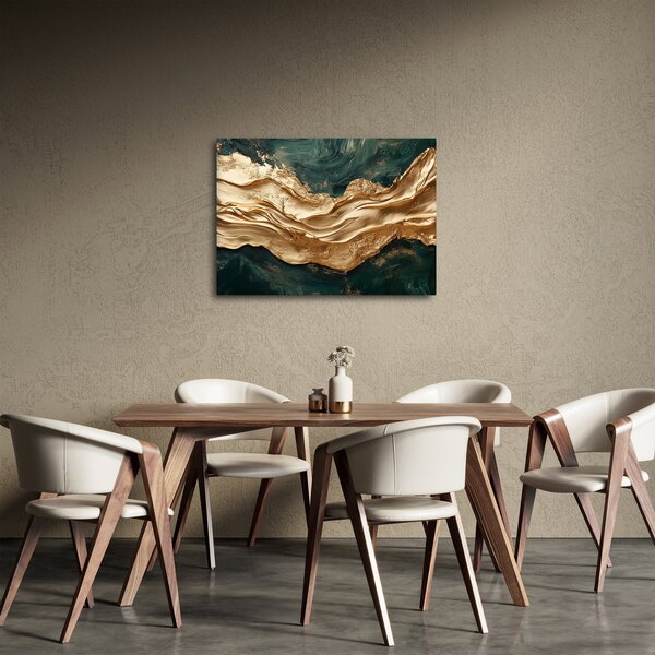 Obraz - Zelená abstrakce se zlatem II. (70x50 cm)