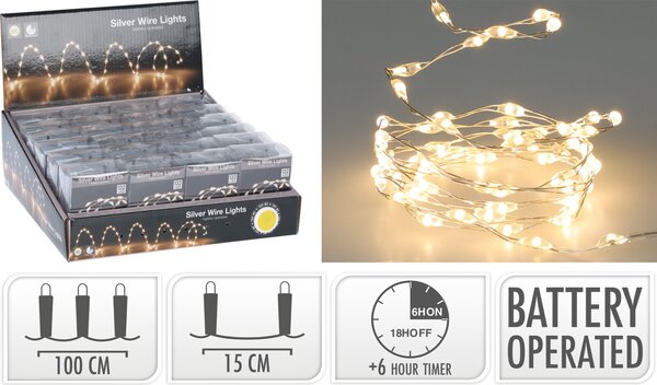 Mondex Světelný LED řetěz s časovačem Fuller II 100 cm teplý bílý