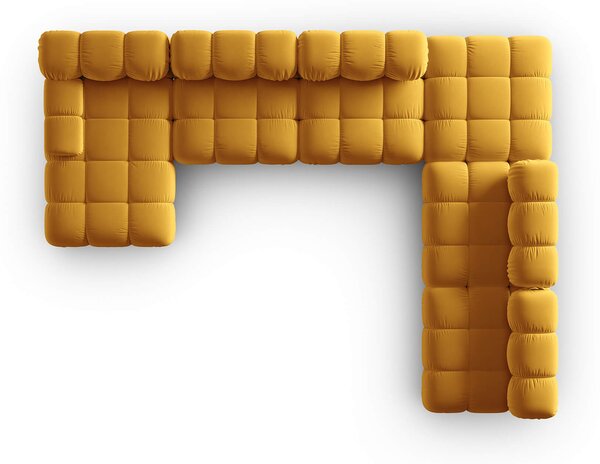 Modulární sedmimístná pohovka Bella 379 cm samet žlutá pravá