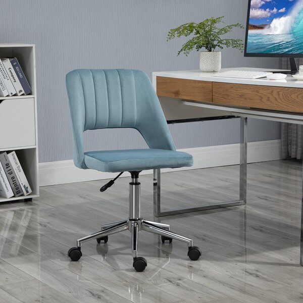 Vinsetto Kancelářská Židle, Výškově Nastavitelná Židle do Domácí Kanceláře bez Područek, Otáčivá Kancelářská Židle s Vrstvou Sametu, Ergonomická Židle