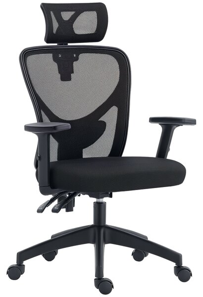 Vinsetto Kancelářská Židle, Kancelářská Židle, Nastavitelný Hlava a Opěrky Rukou, Naklápěcí Ergonomický Opěrák, Výškově Nastavitelný Sedák, Otočná, Pr