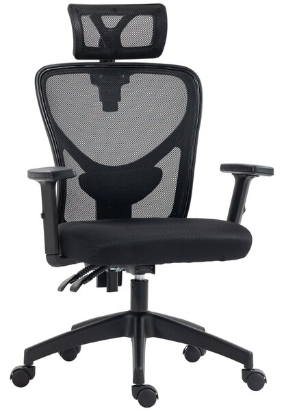 Vinsetto Kancelářská Židle, Kancelářská Židle, Nastavitelný Hlava a Opěrky Rukou, Naklápěcí Ergonomický Opěrák, Výškově Nastavitelný Sedák, Otočná, Pr
