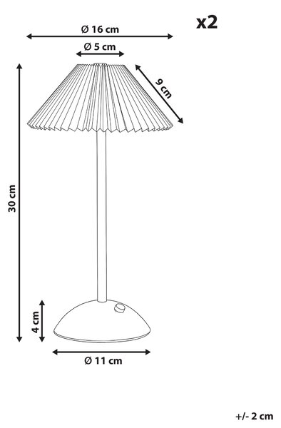 Sada 2 LED bezdrátových stolních lamp RUBA se stmívačem Kov Zlatá