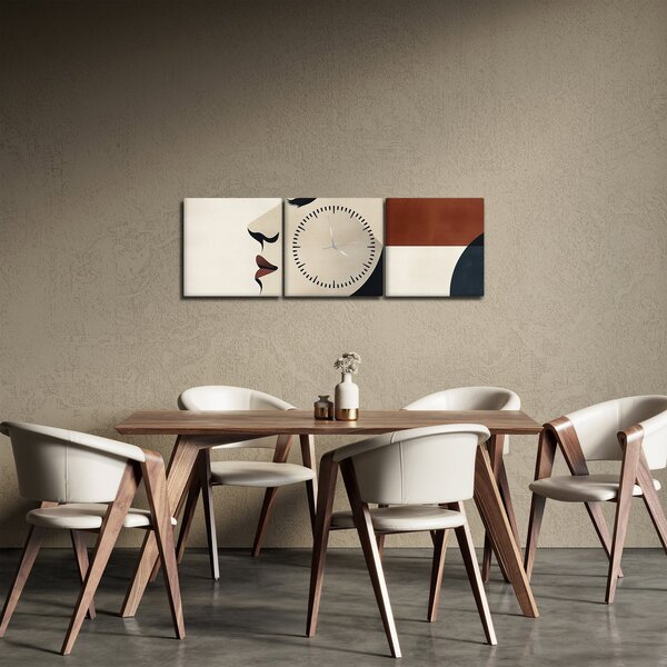 Obraz - Žena z profilu (s hodinami) (90x30 cm)